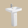 Modern bathroom one-piece toilet bowl set with pedestal sink- White with Gold Line - Image 2