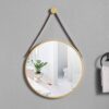 Round and Decorative Mirror with Iron Strap- GOLD - Image 5