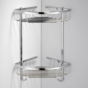 2-TIER STAINLESS STEEL CORNER CADDY- Polished Chrome finish