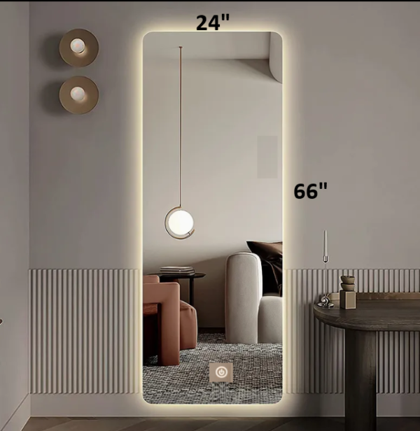 Backlit Large LED Full Length Mirror 24" Wide X66" High